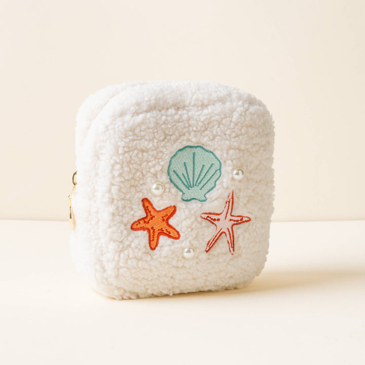 Teddy Pouch-Square Seashells & Pearls
