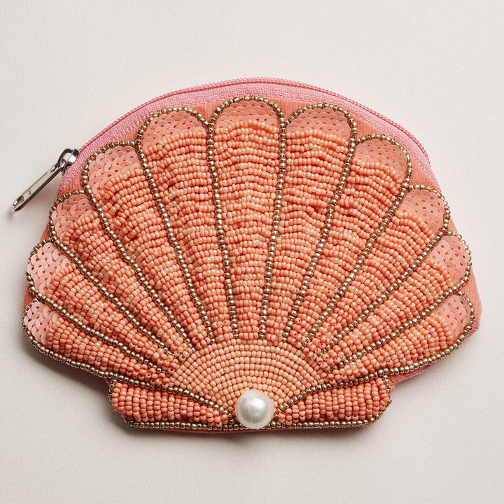 Beaded Coin Purse-Seashell with Pearl Accent