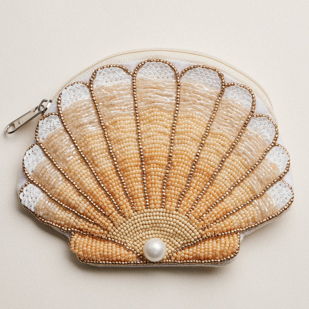 Beaded Coin Purse-Seashell with Pearl Accent