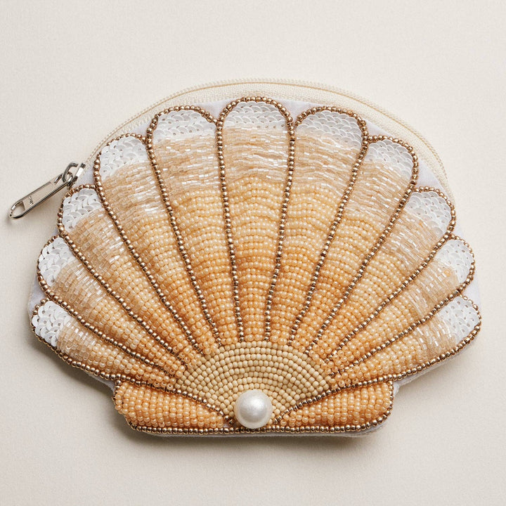 Beaded Coin Purse-Seashell with Pearl Accent