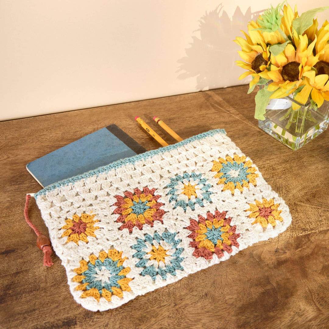 Zipper Pouch-Crochet Flower