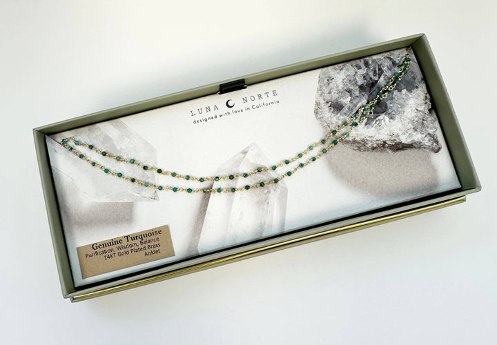 Draped In Gems Anklet - Turquoise