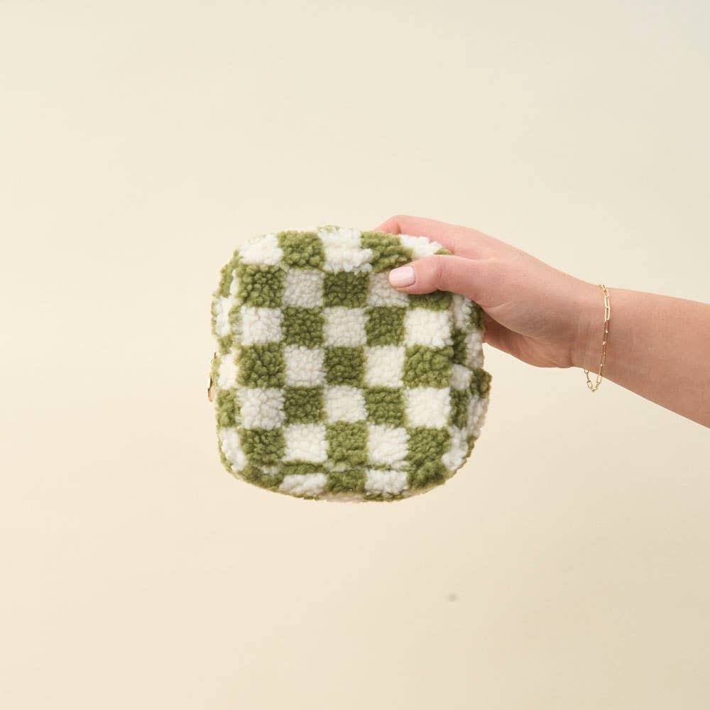 Teddy Pouch Square-Check Green