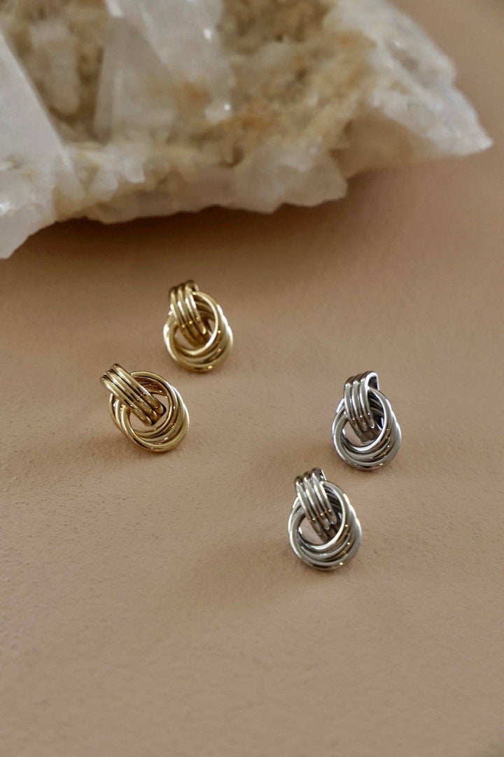 E1759G Earrings-Gold Trinity Knot Studs