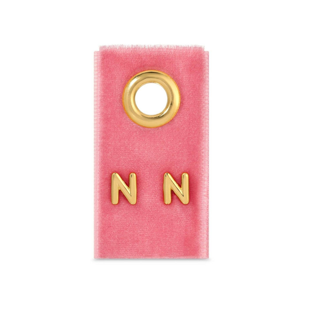 Velvet Gift Tag-Gold Initial Studs