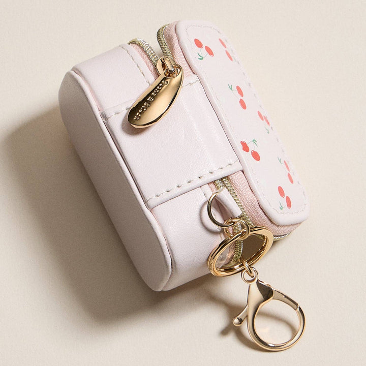 Mini Jewelry Travel Case with Keychain – Cherry Print Design