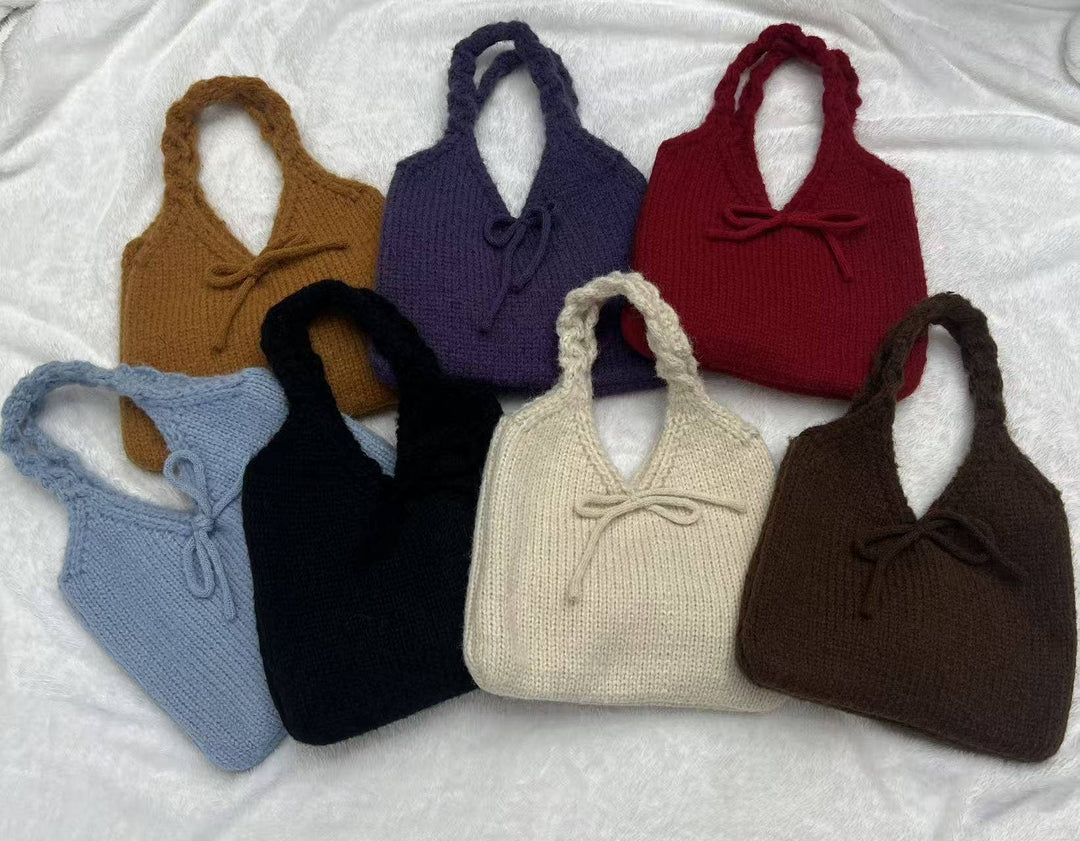 Cute Bow Knot Knit Handbag Underarm Bag DP25H585