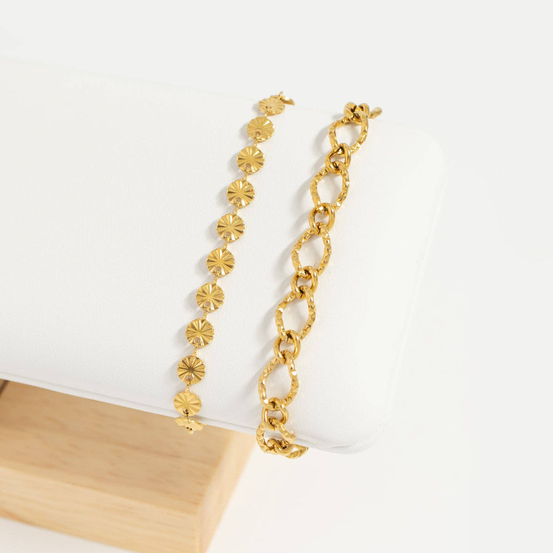 18K Gold PVD Stainless Steel Sunburst Chain Bracelet
