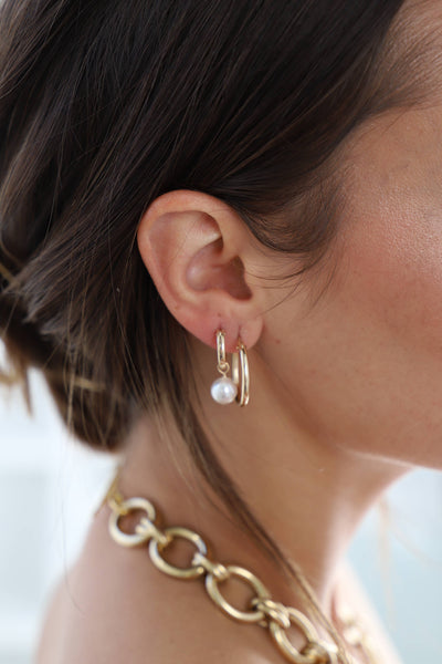 E1260 Gold Earrings-Audrey Pearl Hoops