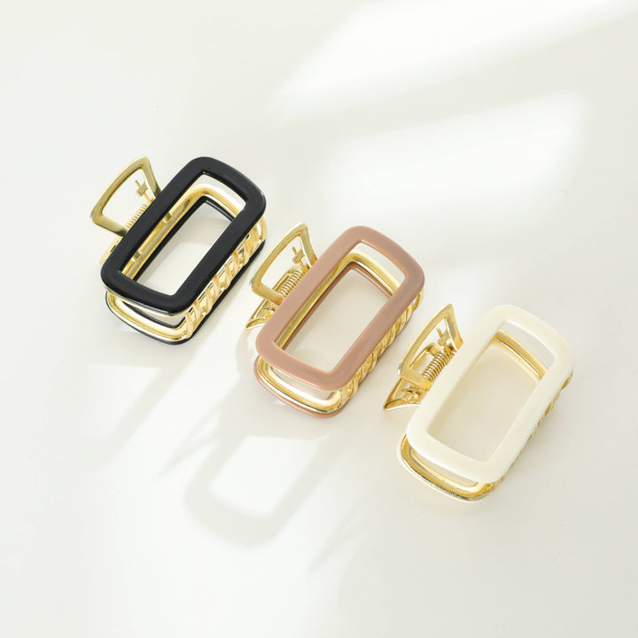 Harlow Solid | Medium Hollow Rectangle Metal Claw Clip