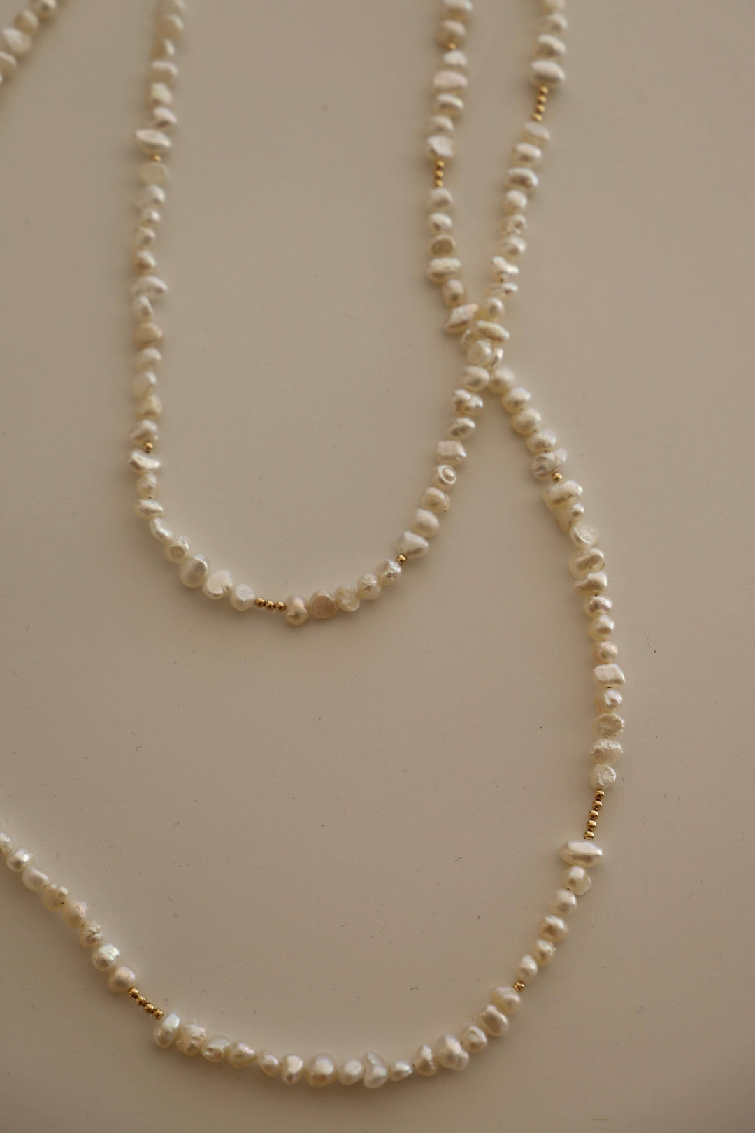 N1125 Gold Necklace-Isla Double Wrap Pearl