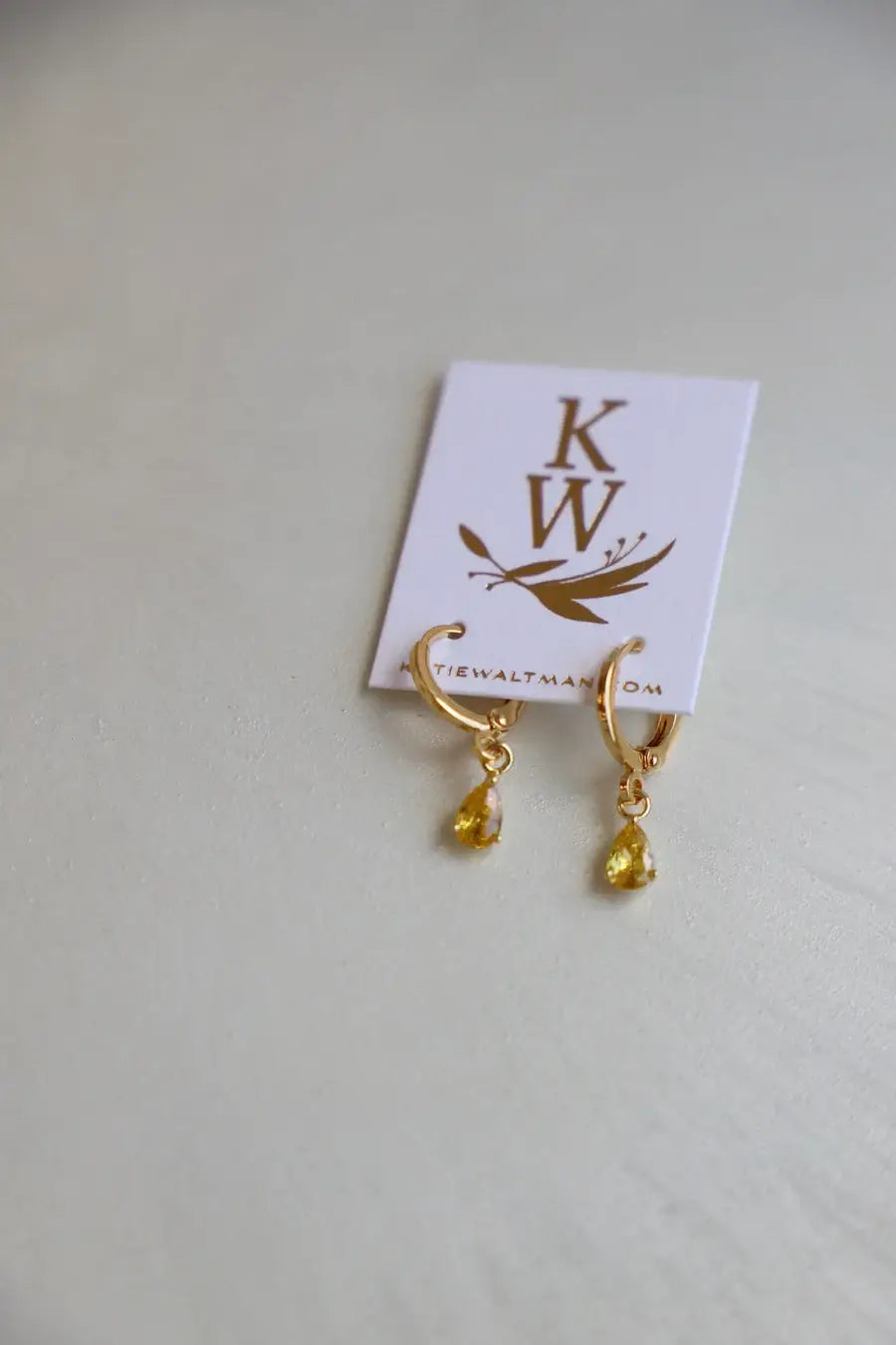 E1590 Gold Earrings-Birthstone Teardrop