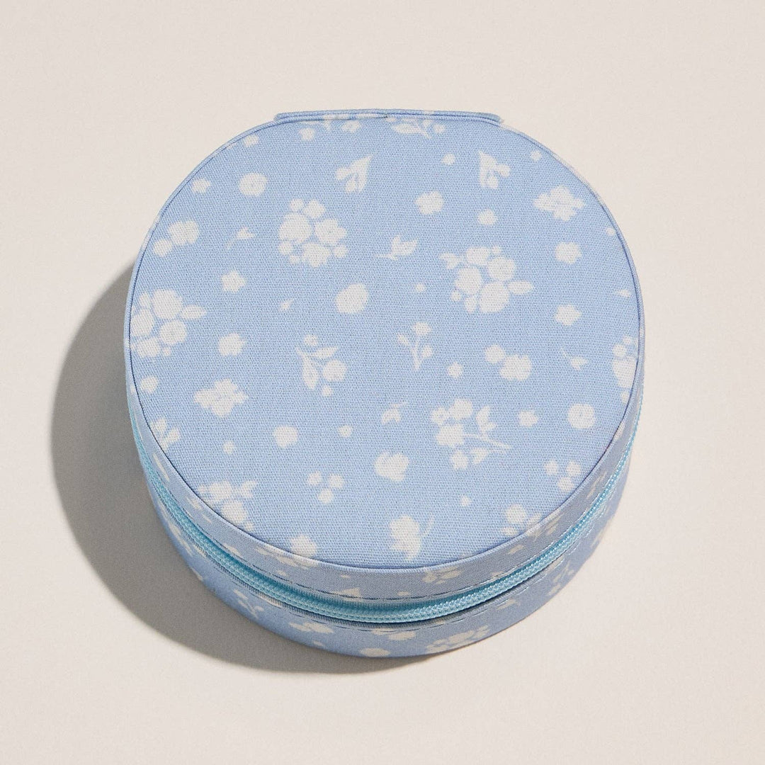 Jewelry Travel Case-Elegant Blue Floral Cotton