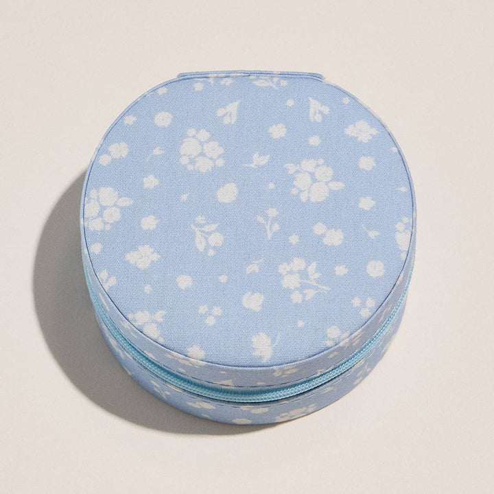Jewelry Travel Case-Elegant Blue Floral Cotton