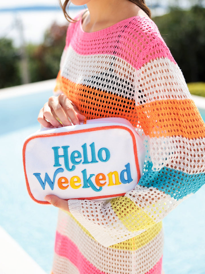 Medium Zip Pouch-Hello Weekend