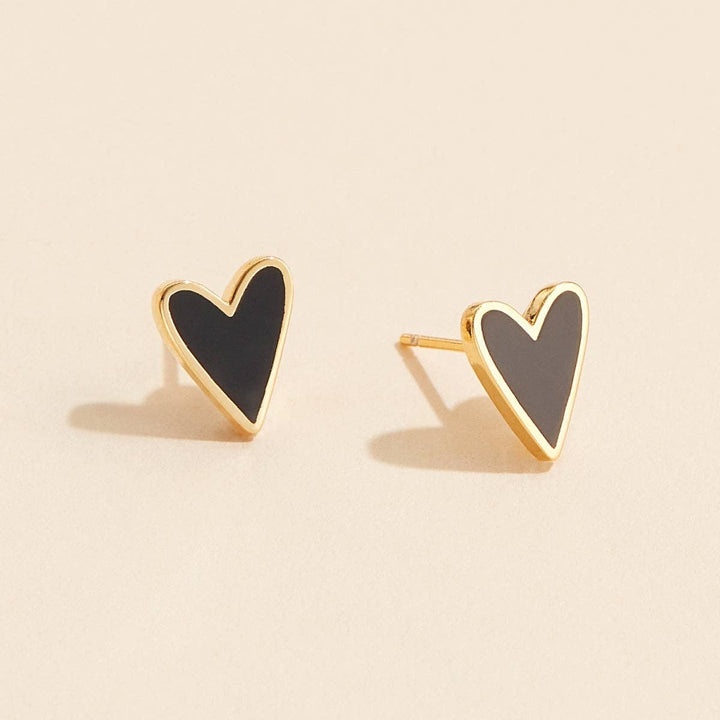 Enamel Heart 18K Gold Dip Stud Earrings