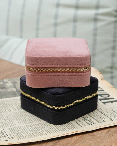 Pink Velvet Travel Jewelry Box - Corinne