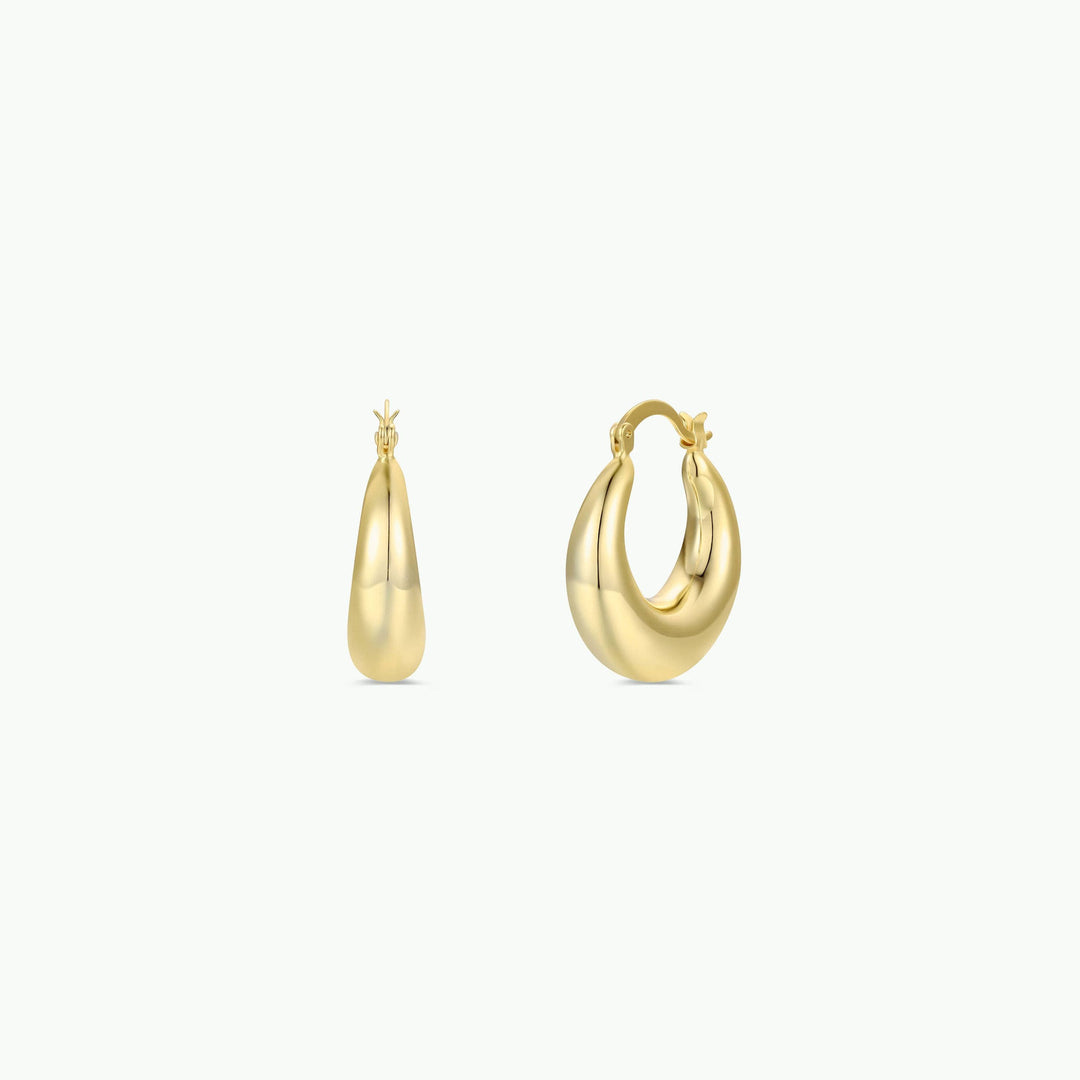 Earrings-Gold Wide Sculptural Hoop