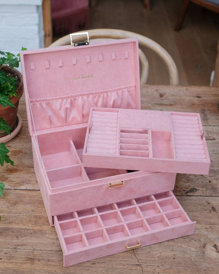 Denise-Pink Velvet Jewelry Box