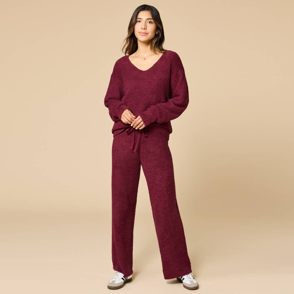 Women's Solid Marshmallow V-Neck Lounge Set