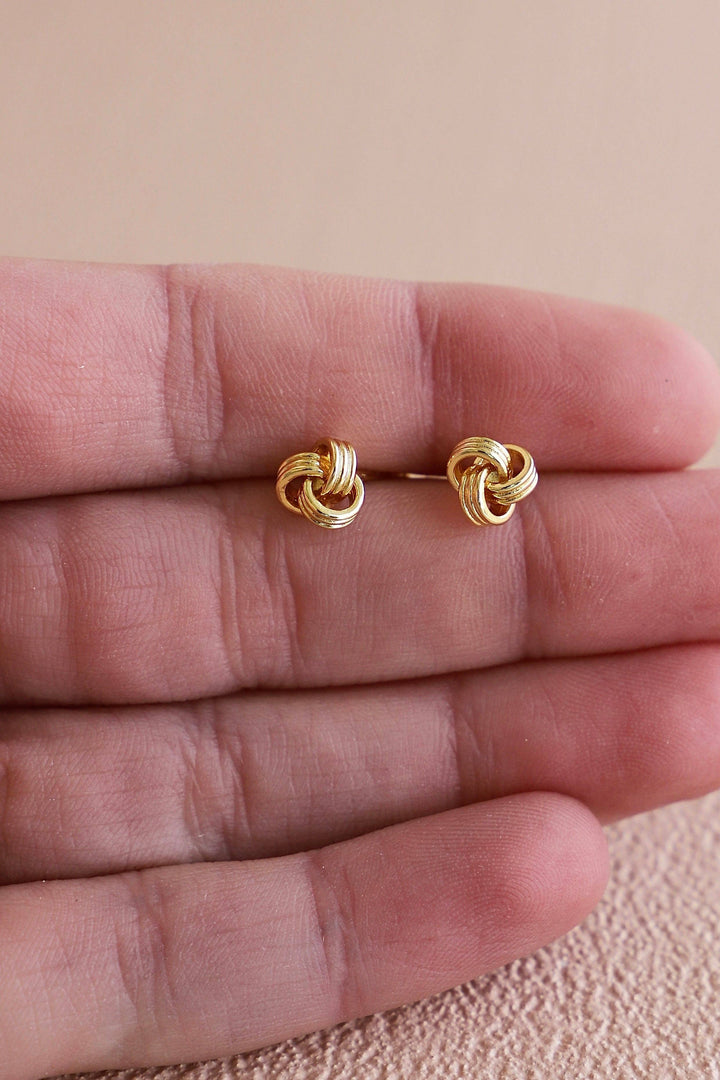 E1720G Gold Earrings-Knot Studs