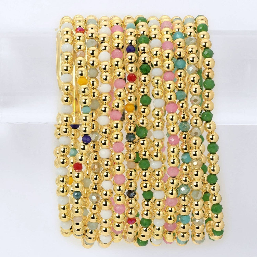 Crystal Beaded Stretch Bracelet 4mm - Assorted
