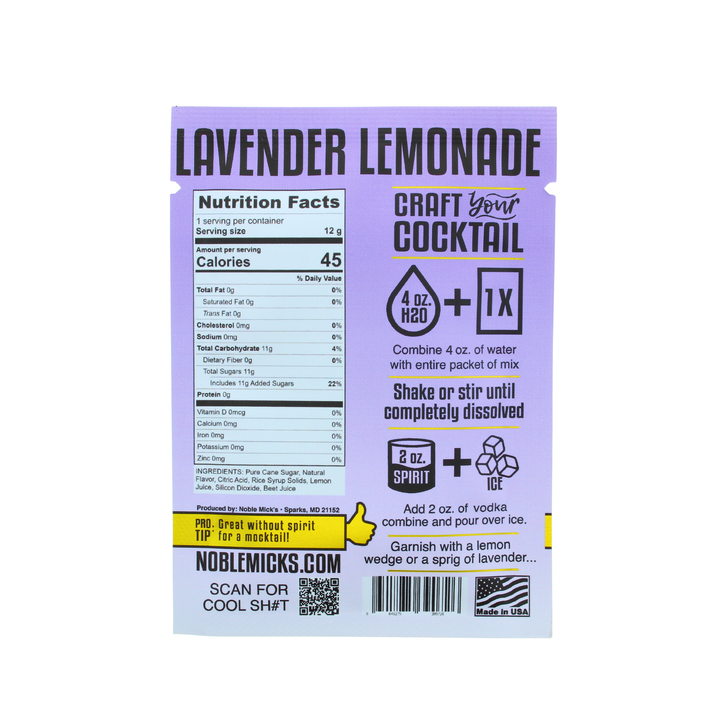 Single Serve Craft Cocktail-Lavender Lemonade