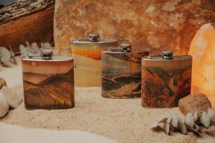 Wood Flask 6oz - Rolling Mountains