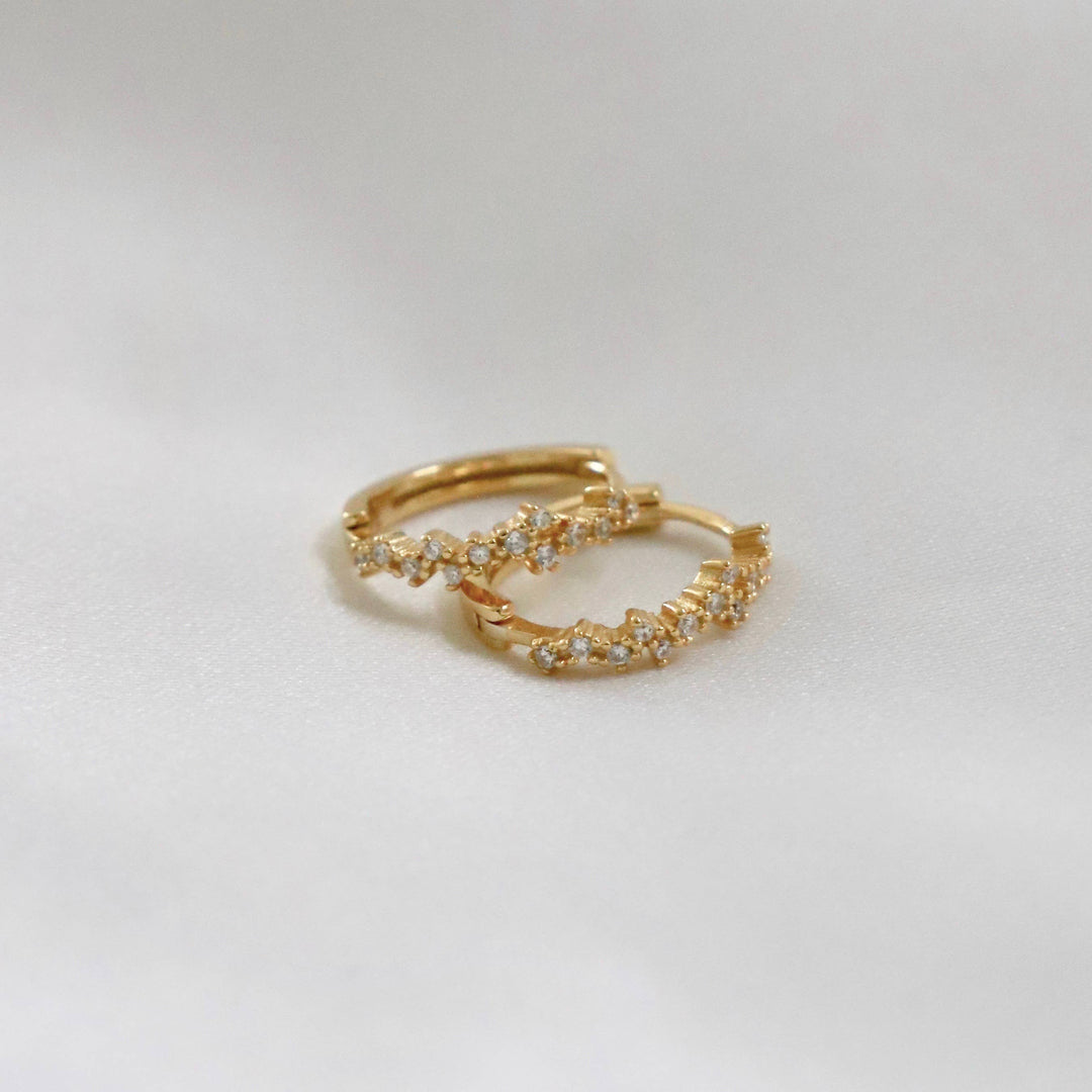 E1412S Silver Earrings-Starry Night Huggies