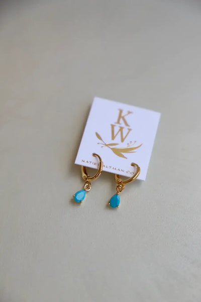 E1590 Gold Earrings-Birthstone Teardrop