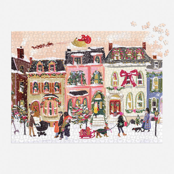Puzzle-Snowfall on Main Street 1000 Piece Foil Puzzle