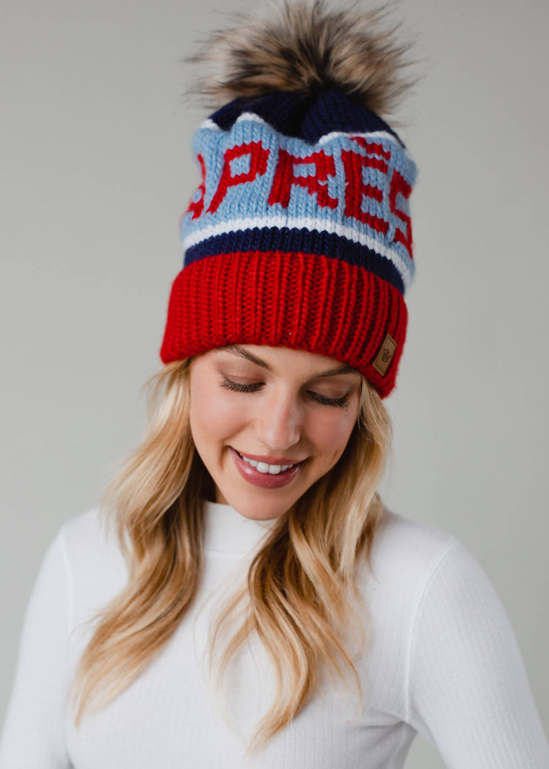 Pom Hat-Red, Lt. Blue & Navy Apres