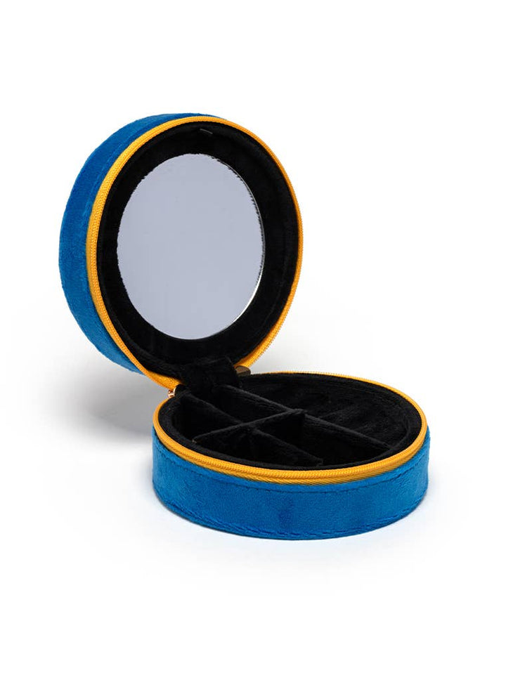 Velvet Jewelry Zip Case / Organizer - Caviar Tin - Blue