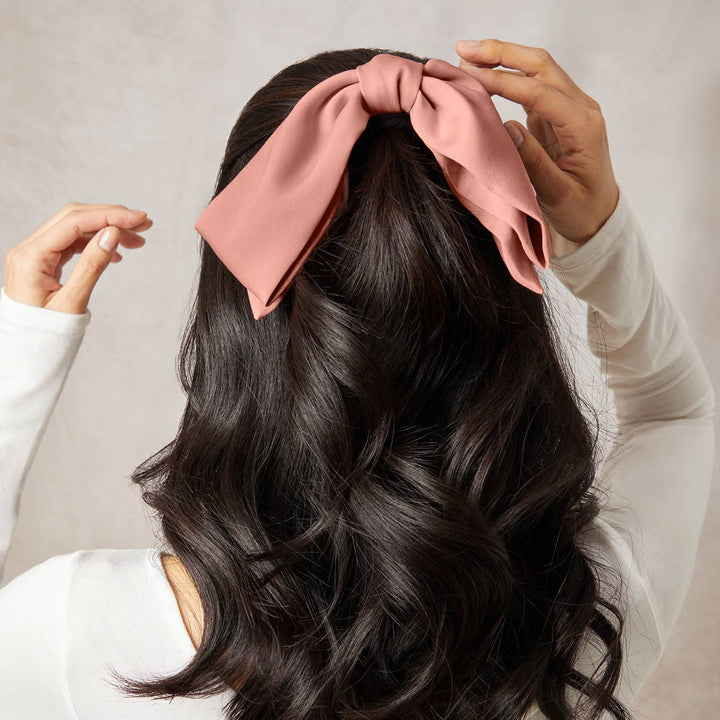 Recycled Fabric Bow Hair Clip 1pc- Rosewood