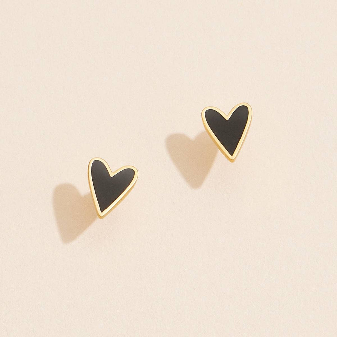 Enamel Heart 18K Gold Dip Stud Earrings