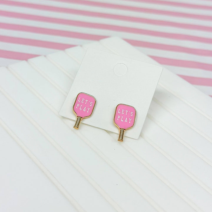 Enamel Stud Earrings-Pickleball