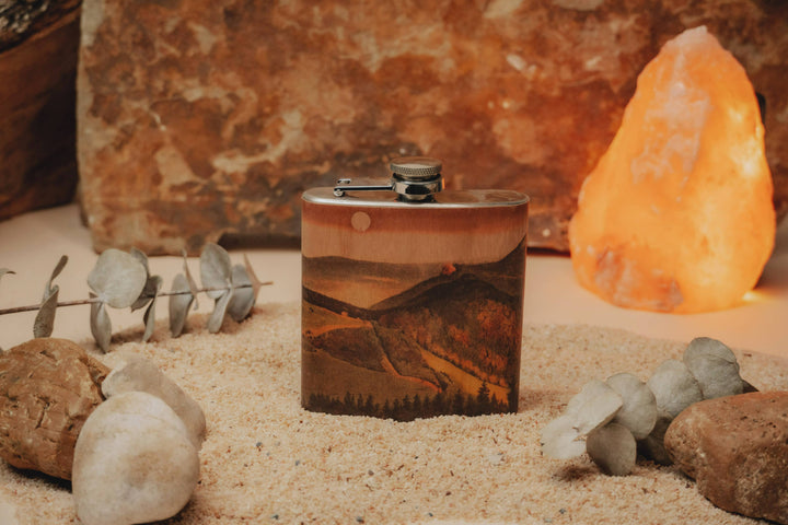 Wood Flask 6oz - Rolling Mountains