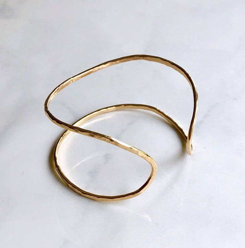Bracelet-Hammered Wrap Adjustable Cuff