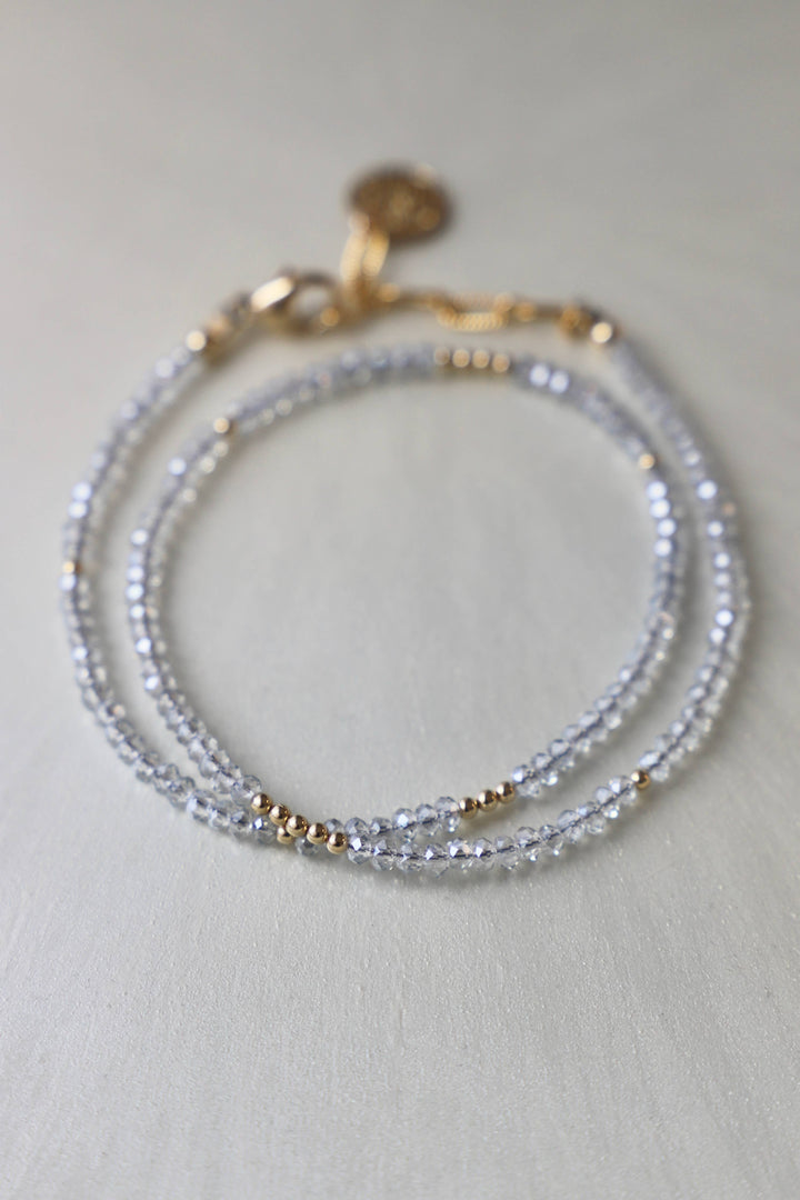 B1013LTBLUEG Bracelet-Light Blue Petite Crystal Double Wrap