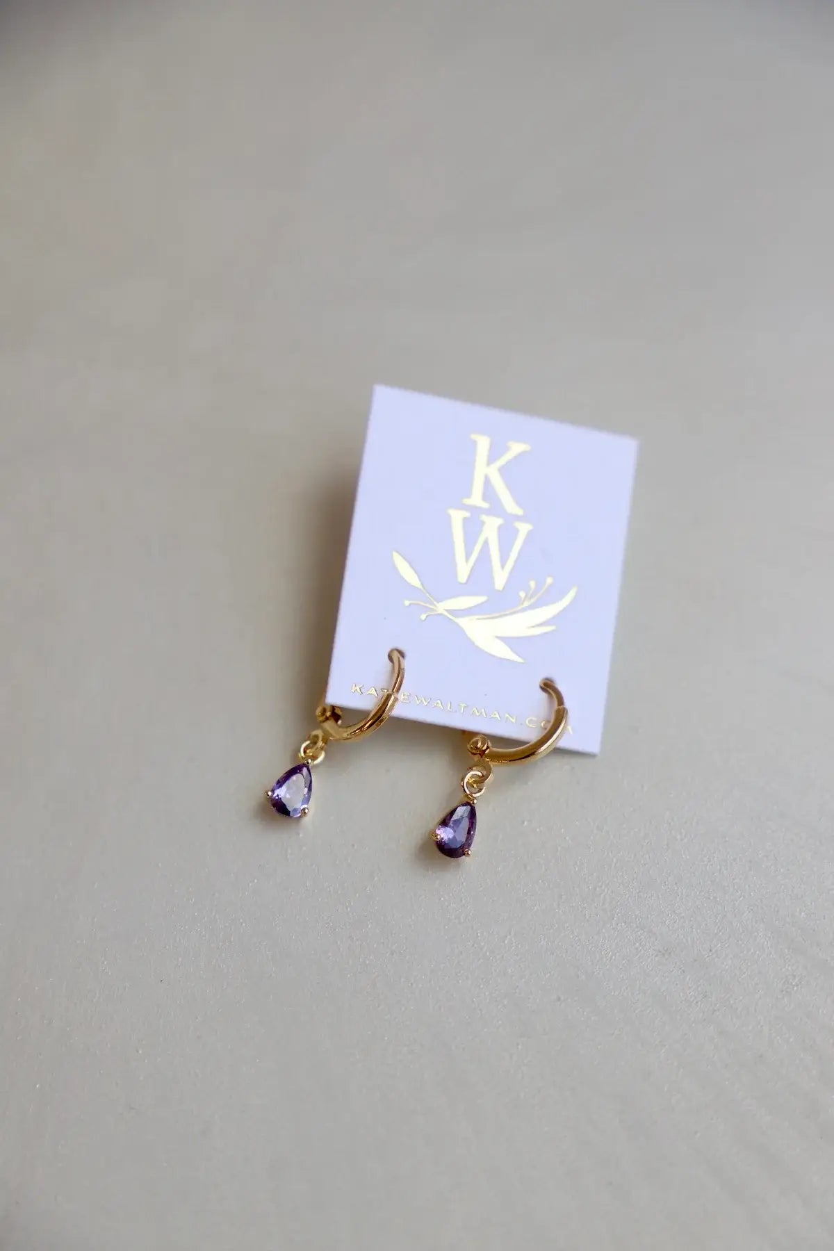 E1590 Gold Earrings-Birthstone Teardrop