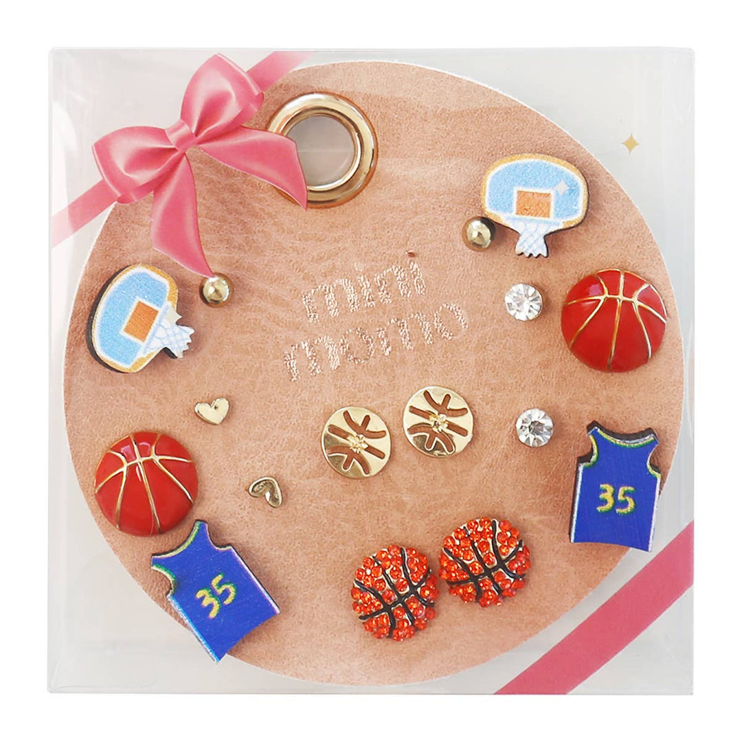 Sports Stud Earrings Multipack Assorted Set - Basketball