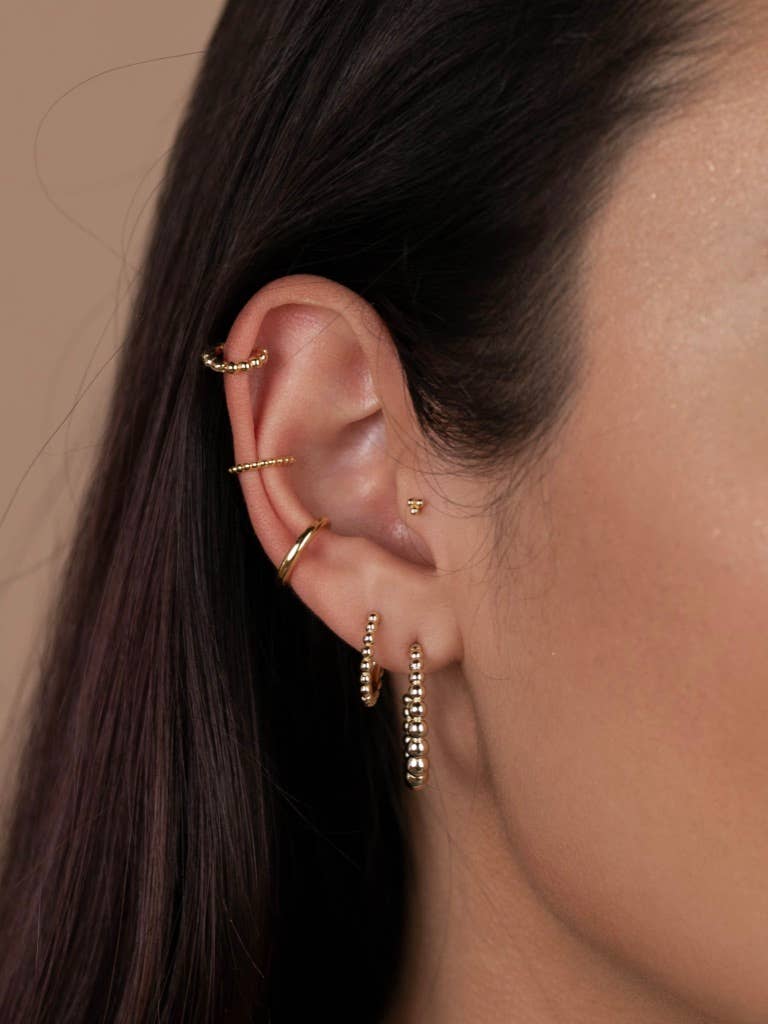 Earrings-Small Gold Ball Hoop