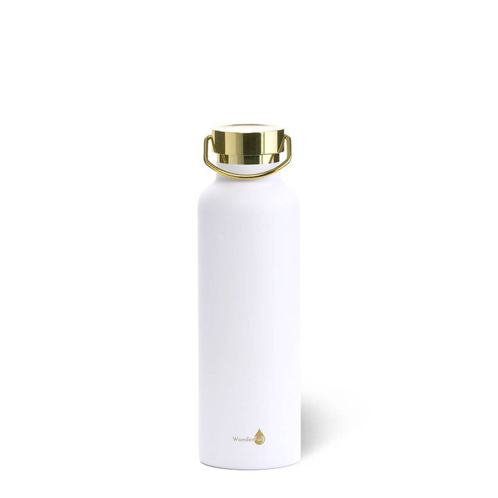 White with Gold Top Insulated Water Bottle- 24 Oz
