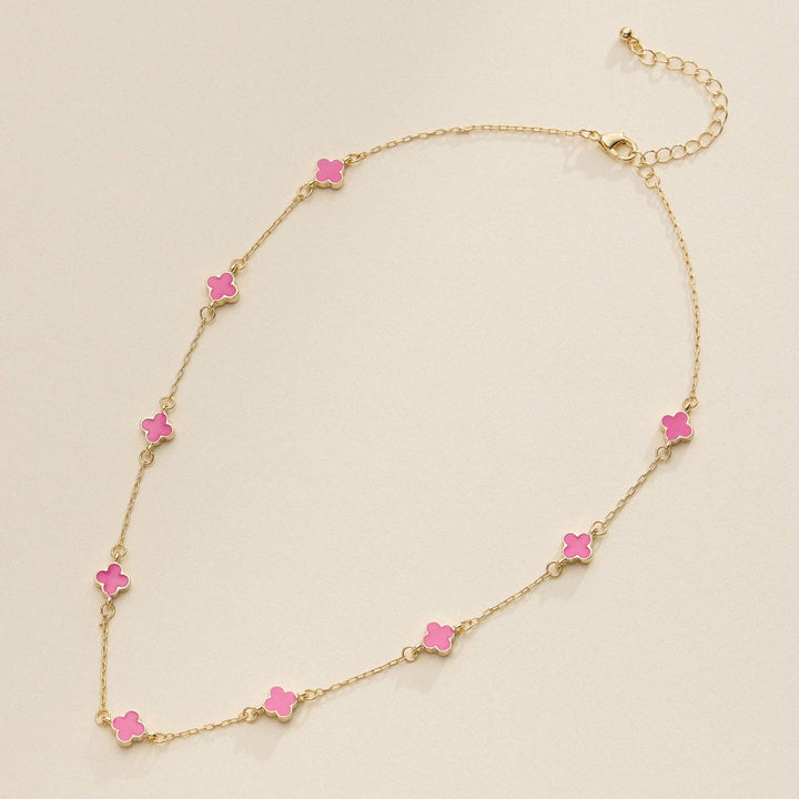 Necklace-Enamel Clover Station