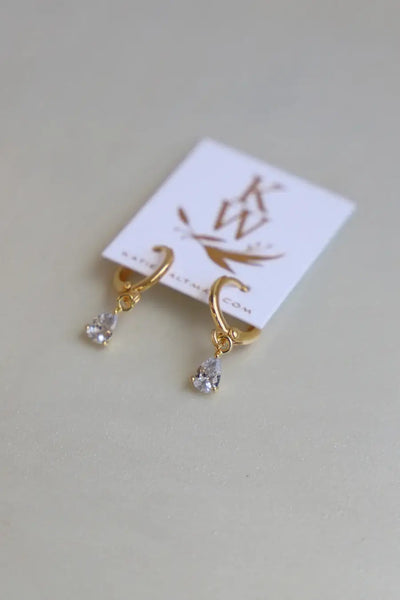 E1590 Gold Earrings-Birthstone Teardrop