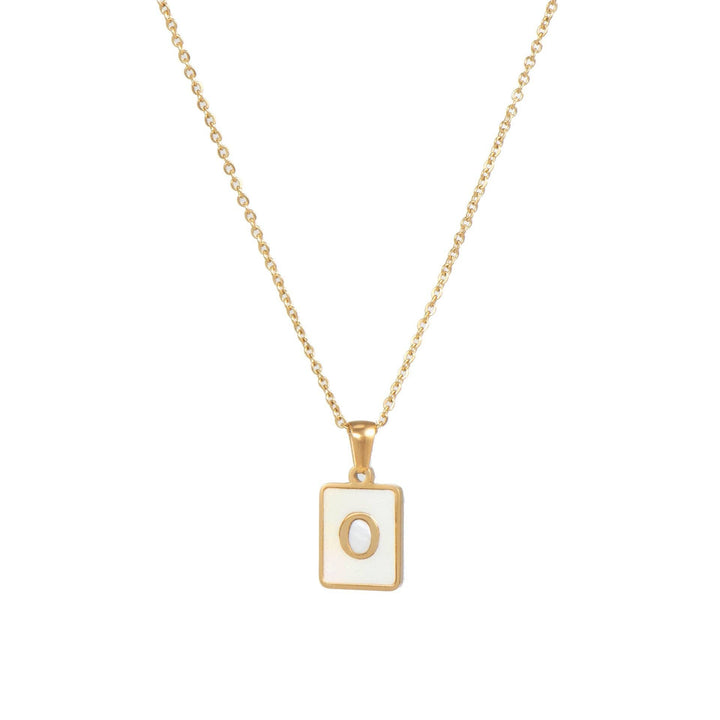 Square Initial 18K Gold-plated Shell Necklace