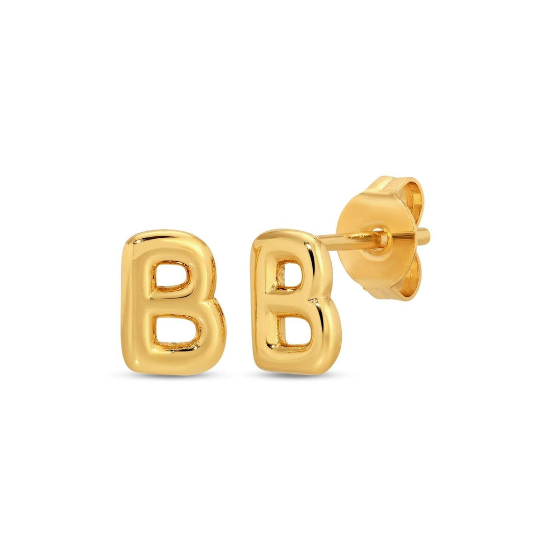 Velvet Gift Tag-Gold Initial Studs