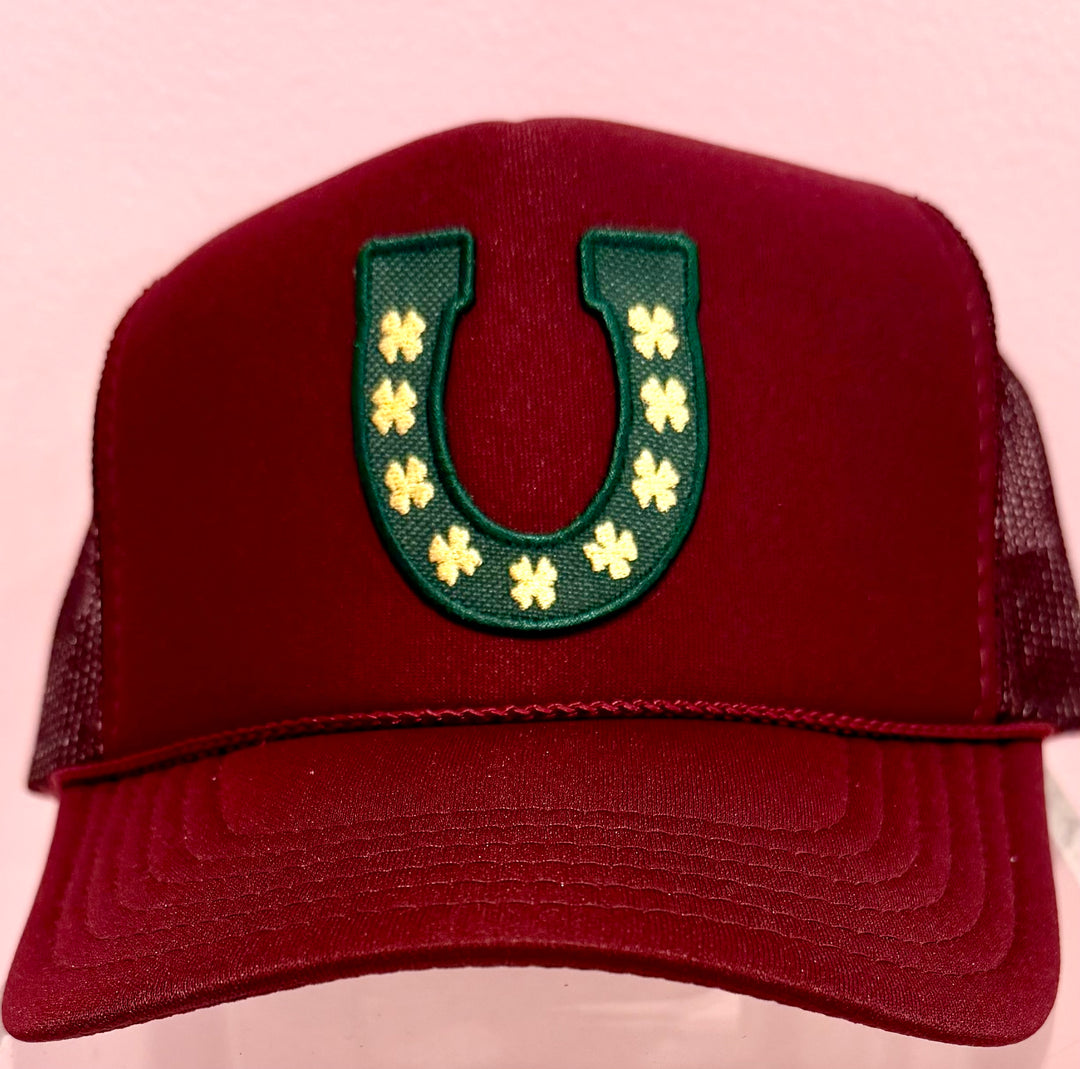 Lucky Horseshoe Maroon Trucker Hat Collection