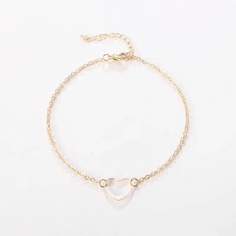 Dainty Gold Heart Charm Bracelet – Adjustable Lobsterclosure