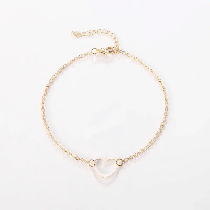 Dainty Gold Heart Charm Bracelet – Adjustable Lobsterclosure